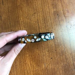 J Crew tortoise shell and rhinestone bangle